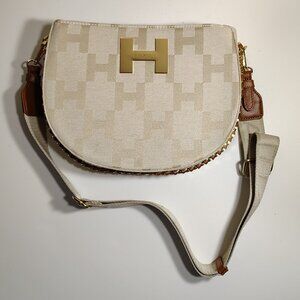 H by Halston Bag Monogram Signature Logo Crossbody Shoulder Saddle Minimalist
